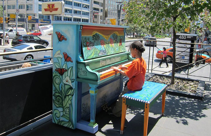 Play Me, I'm Yours places colorful painted pianos around the world to bring music and fun to the Streets.