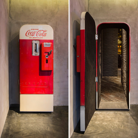 Unsuspecting customers at Shanghai’s The Press are surprised when they realize that the Coke vending machine a is the door to a beautifully designed bar.