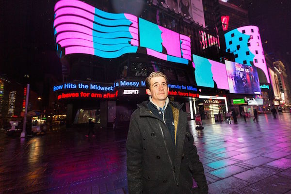 Rafaël Rozendaal in Times Square (New York), with Much Better Than This<br>Photo: Ka-Man Tse via The Creators Project