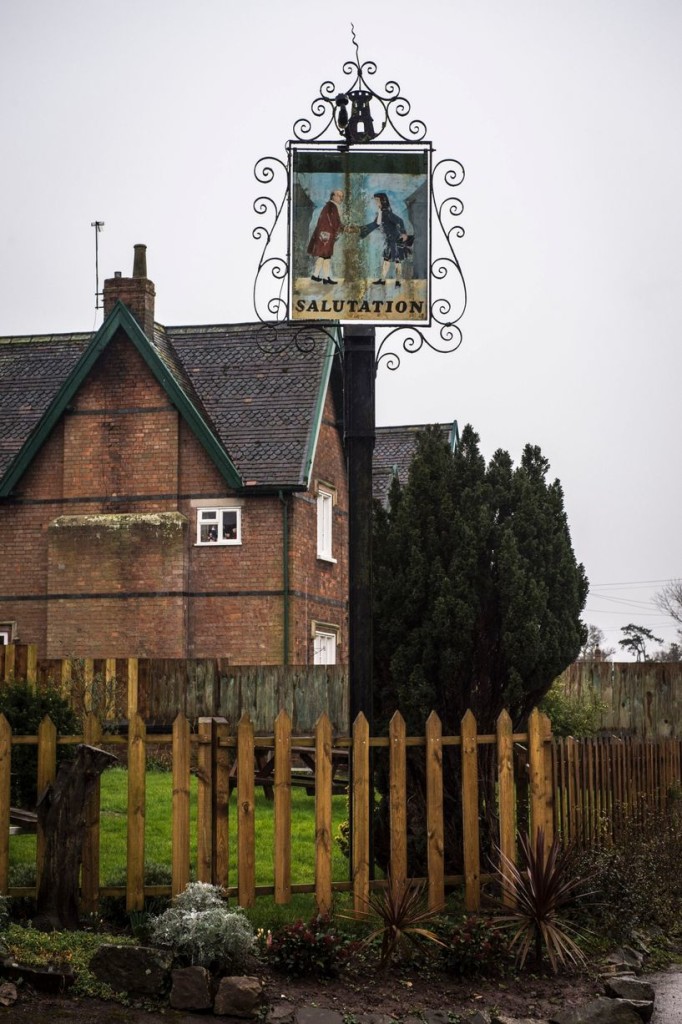 The Pub sign of the Salutation Inn in Ham which was crowned pub of the year by the Campaign for Real Ale.