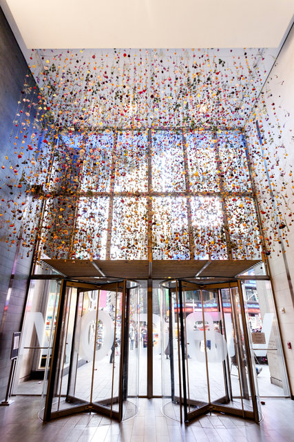 Rebecca Louise Law, Flowers 2015: Outside In (2015), the Viacom building, Times Square, New York. Photo: Robert Wright, courtesy the New York Times.