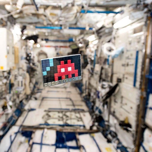 French street artist Invader invades the International Space Station.